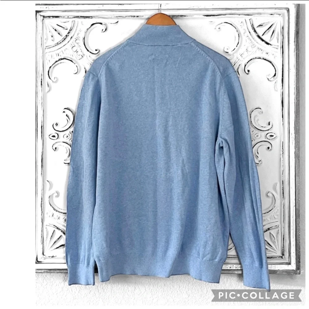 Vineyard Vines Men’s XL Cotton Cashmere 1/4 Zip Sweater Ocean Breeze